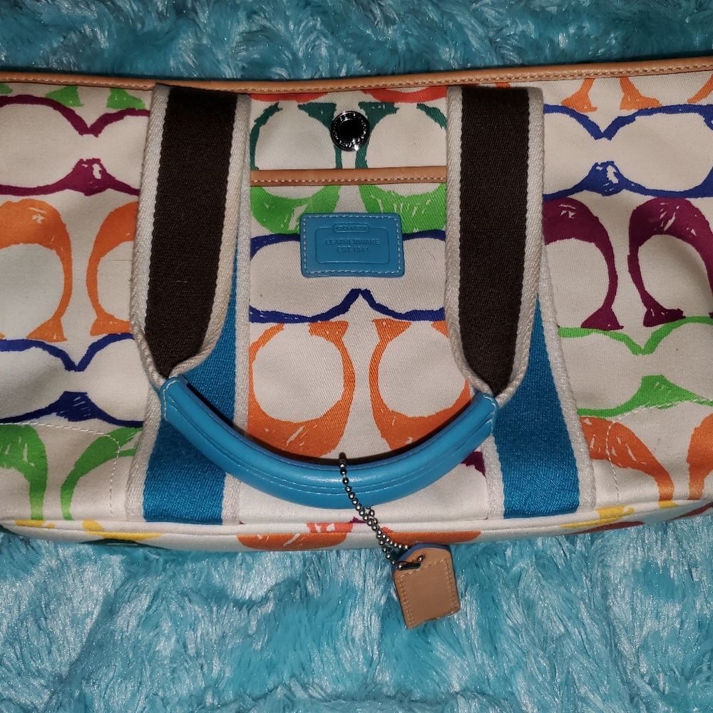 Coach Multi Color Scribble Hampton Tote